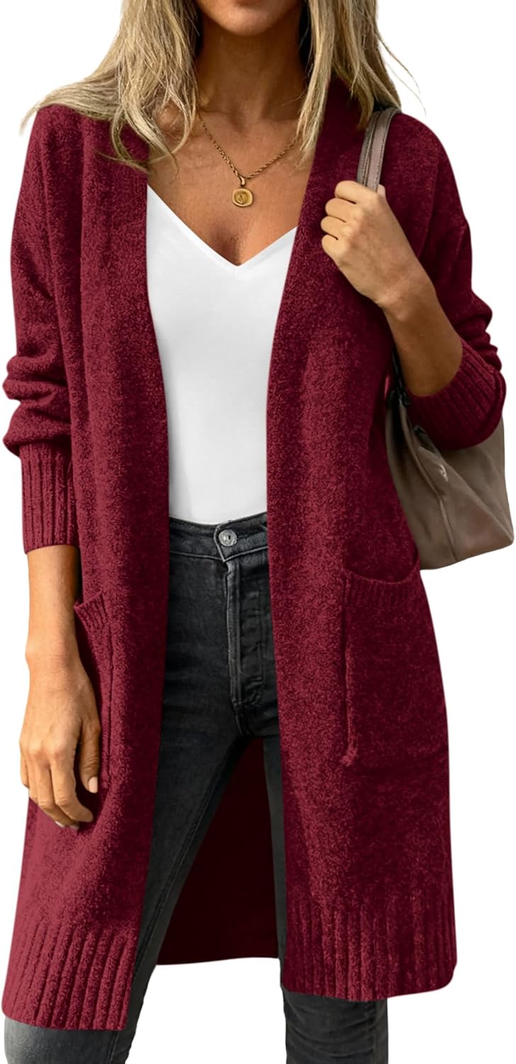 PRETTYGARDEN Women's Long Oversized Cardigans 2026 Fall Trendy Long Sleeve Open Front Chunky Sweater Knit Winter Clothing