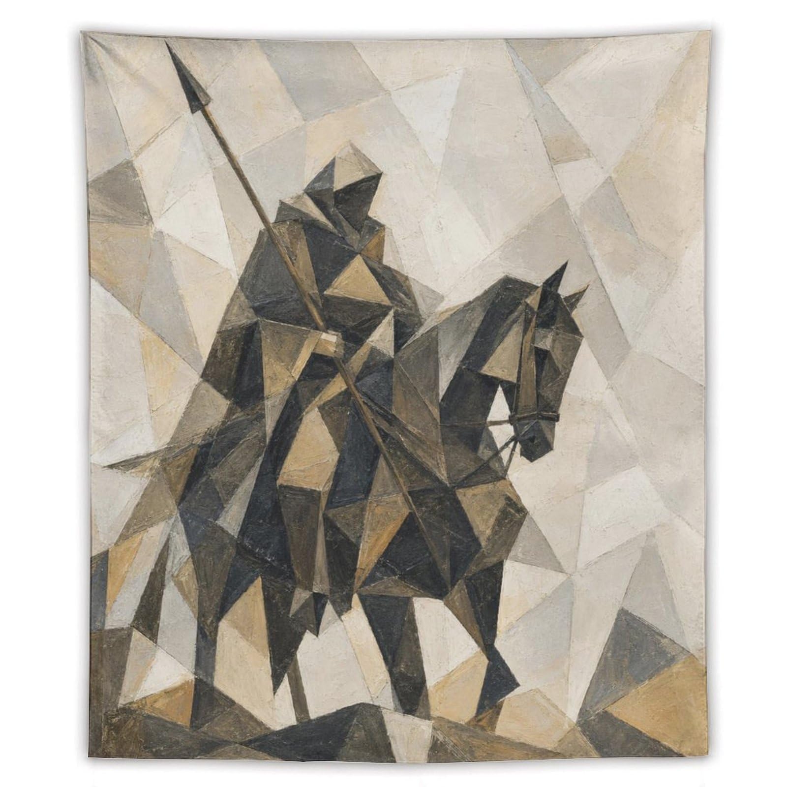 H3B8U2Y5 Geometric Horse and Rider Wall Tapestry, Reading Corner