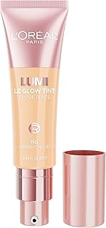 L'Oreal Paris Lumi Le Glow Skin Tint, Lightweight Water-Based Tinted Serum with Foundation-Like Coverage, Glow Illuminator, Warm 110, 0.85 Fl Oz