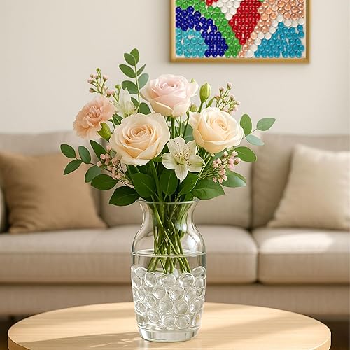 Miniatura 36 de FUTUREPLUSX Canicas de vidrio plano rosa de 1 libra, rellenos de jarrones, gemas para pecera, mármoles de vidrio decorativos para jarrones, acuario