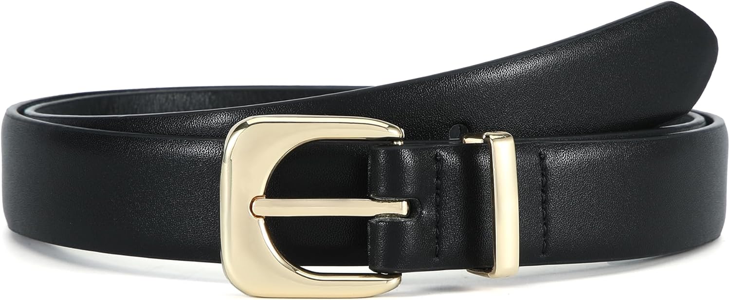 Earnda Belts for Women Faux Leather Waist Belt with Gold/Silver Buckle Casual Jeans Pants Dresses