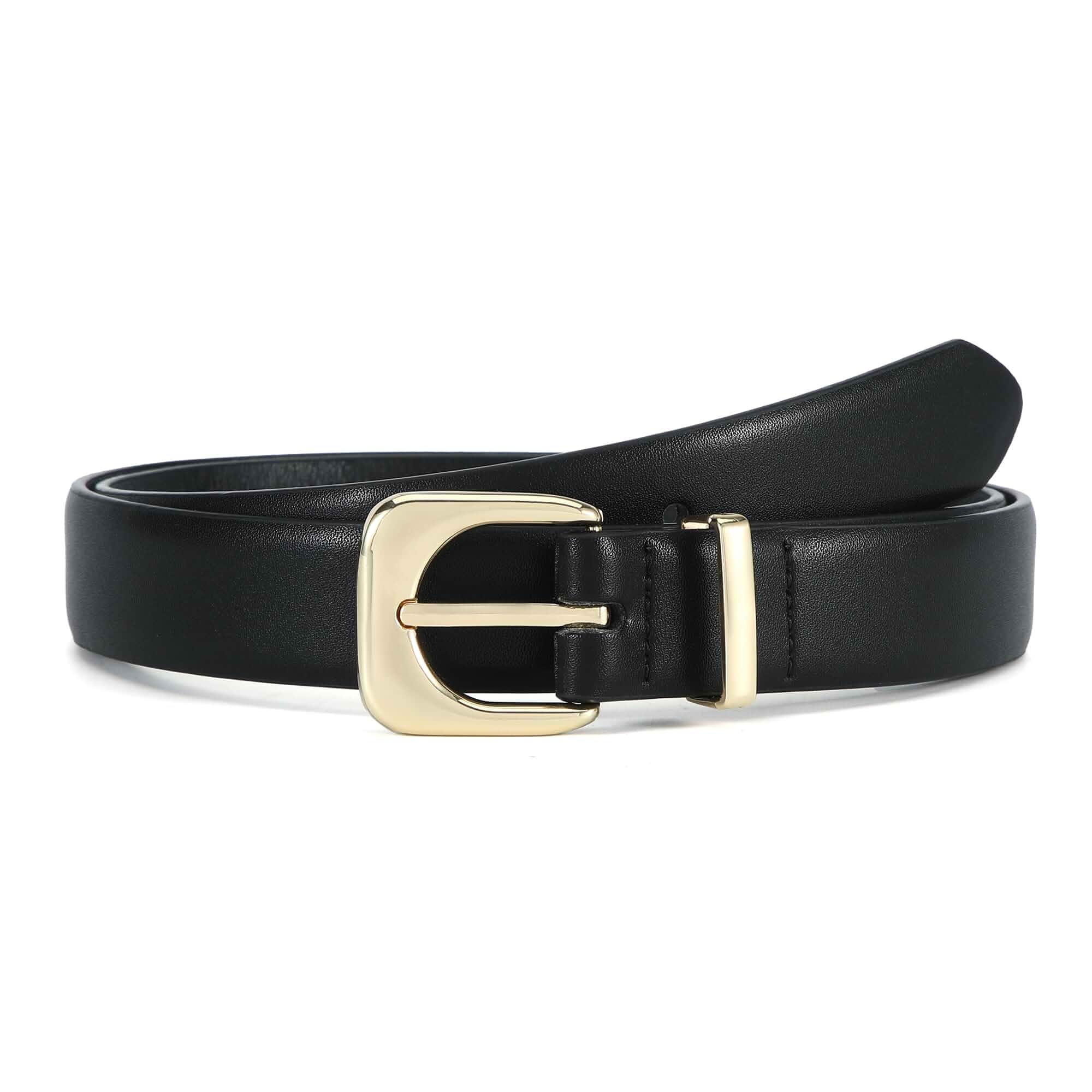 Earnda Belts for Women Faux Leather Waist Belt with Gold/Silver Buckle 1.0 in Wide, Metal Loop Pin Buckle, Adjustable for waist 26"-36", for Fashion Casual Daily Outfits with Jeans Pants Dresses