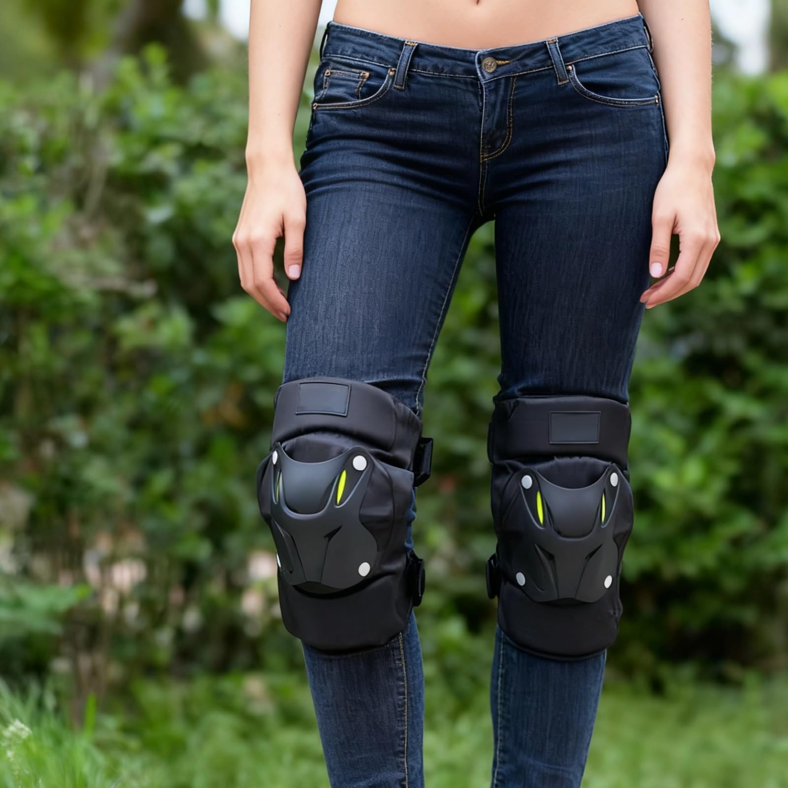 Protezioni per ginocchia e gomiti da motocross, colore nero, set da 4 pezzi, fibbie a sgancio rapido, equipaggiamento protettivo regolabile