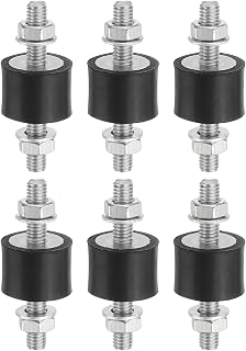 PATIKIL 15x20mm Rubber Studs Shock Absorber, 6 Pcs M6 Rubber Isolator Mounts Cylindrical Anti-Vibration Isolator Mounts with Nuts for Garage Motor Air Compressors Engines (VV Type)