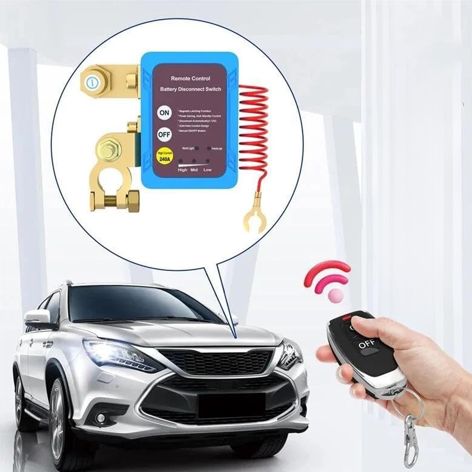 Stacca Batteria Auto Con Telecomando 12V 240A - Interruttore Remoto Per Auto, Barca, Camion - Foto 2