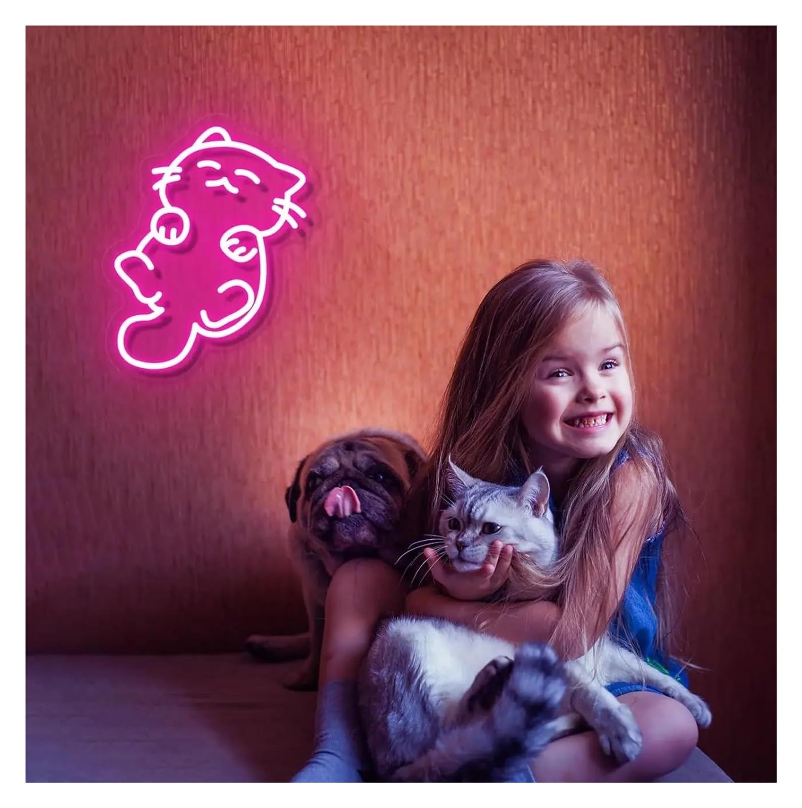Luz de Diseño de Digital Letrero De Neón De Gato De Anime, Luces De Neón Regulables Alimentadas Por USB Para Bar De Club, Decoración De Pared De Sala De Juegos 28.7cm×36cm