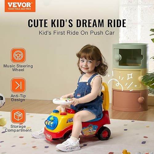 Vista 2 de VEVOR Coche de Paseo con Empuje para Niños Pequeños, Edades 19+ Meses, Coche de Carreras, Juguete de Paseo para Niños Pequeños de Sentarse a Colorido