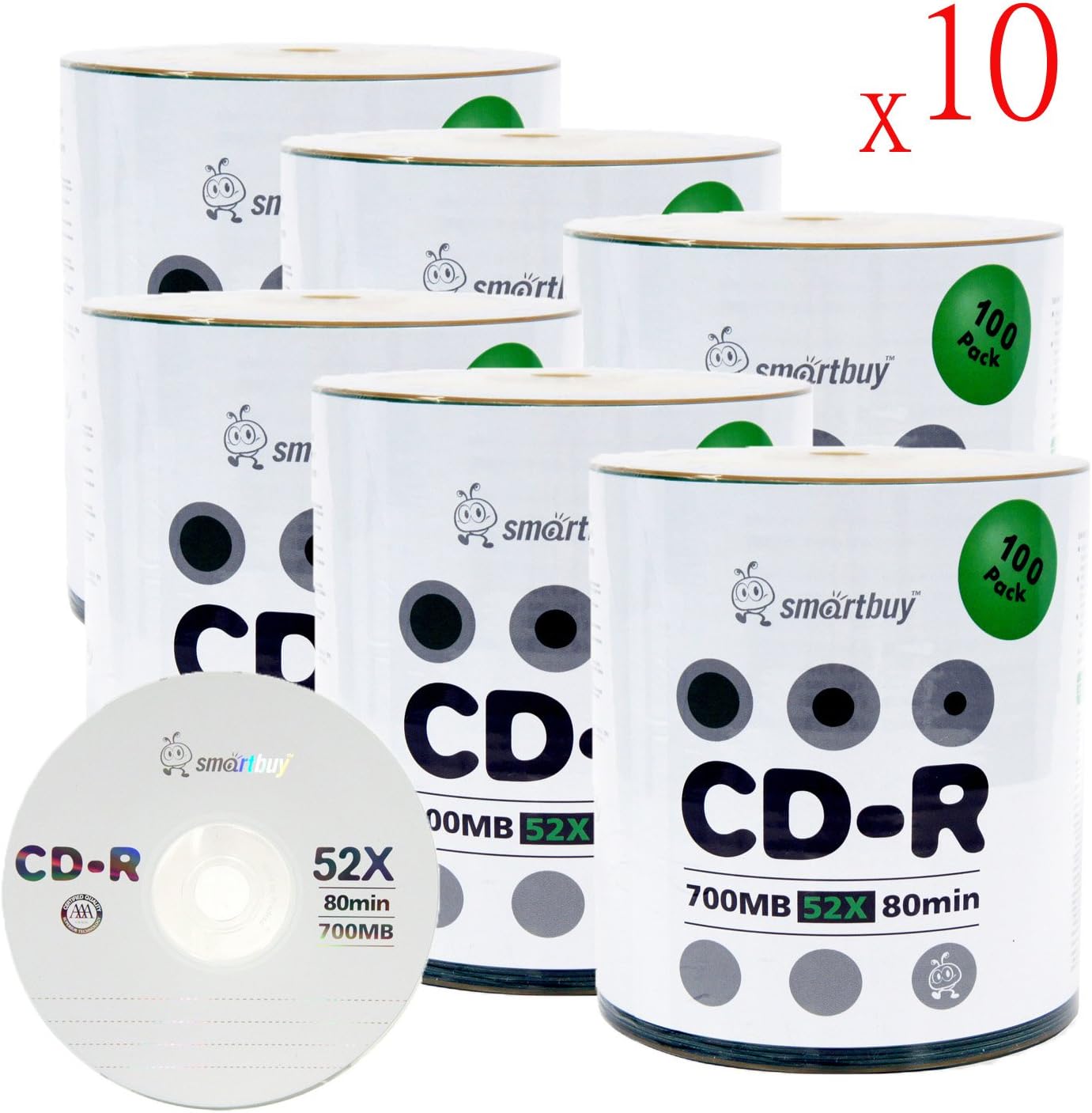Smart Buy Logo CD-R 6000-Pack 700mb 52x Blank Data Recordable Discs, 6000 Disc, 6000pk