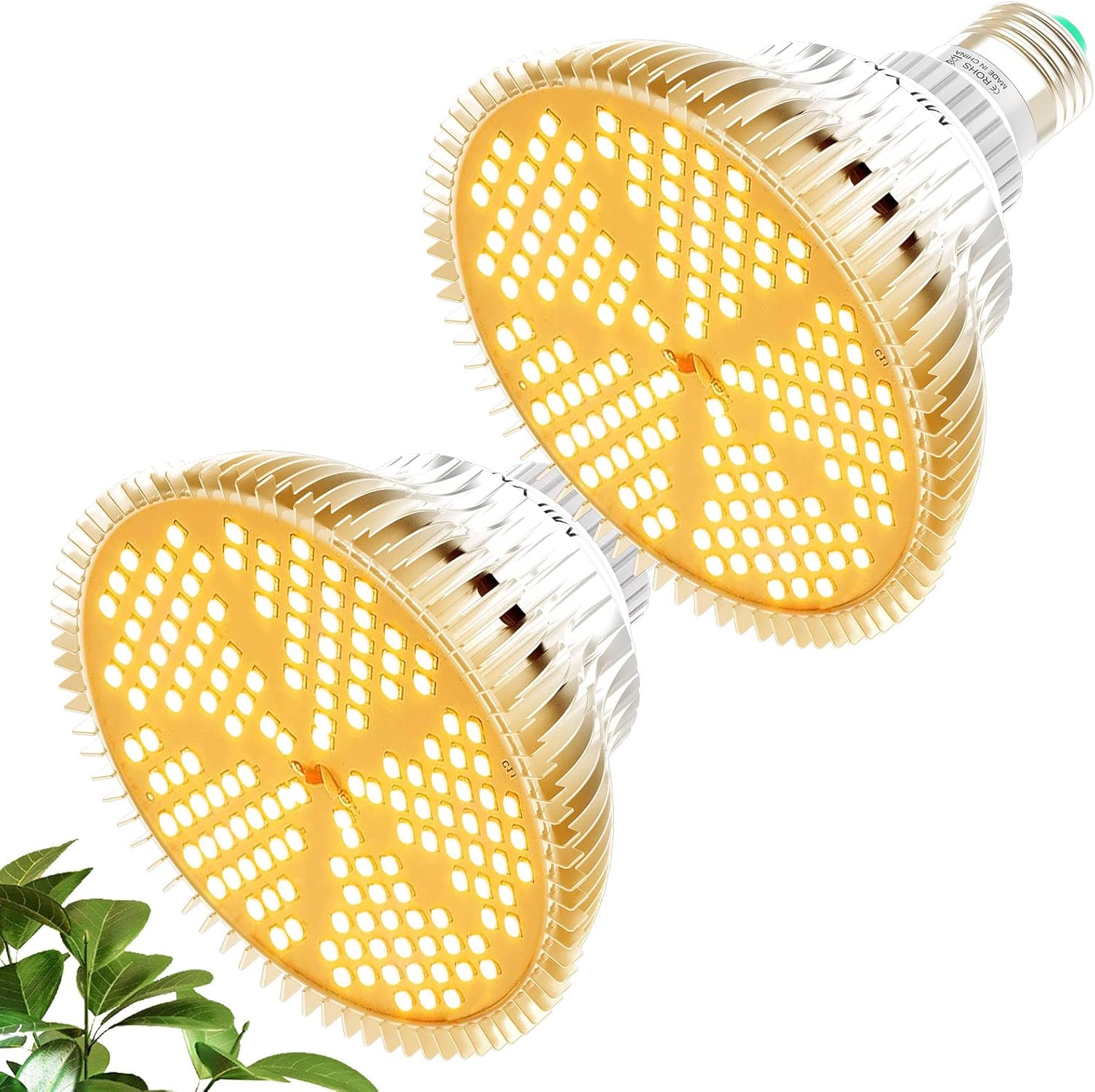 MILYN 2 Pack 100W Led Grow Light Bulb, Pure Warm Full Spectrum Grow Lights for Indoor Plants, E26 Grow Bulb for House Garden Hydroponics Succulent Seed Starting, Growing, Flower| 150LEDs Lamp