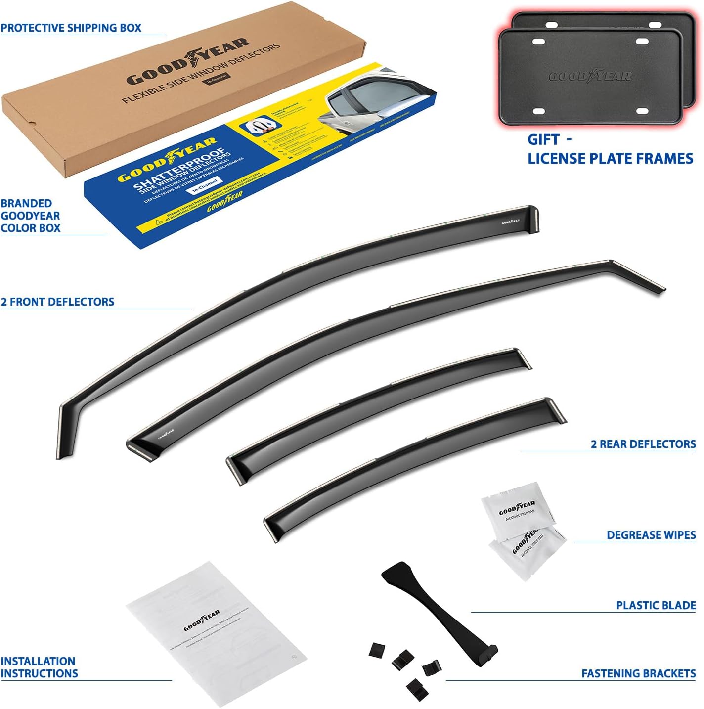 Goodyear Shatterproof in-Channel Window Deflectors for Toyota Camry 2025-2026 Sedan, Rain Guards, Window Visors for Cars, Vent Deflector, Car Accessories, 4 pcs - GY008060