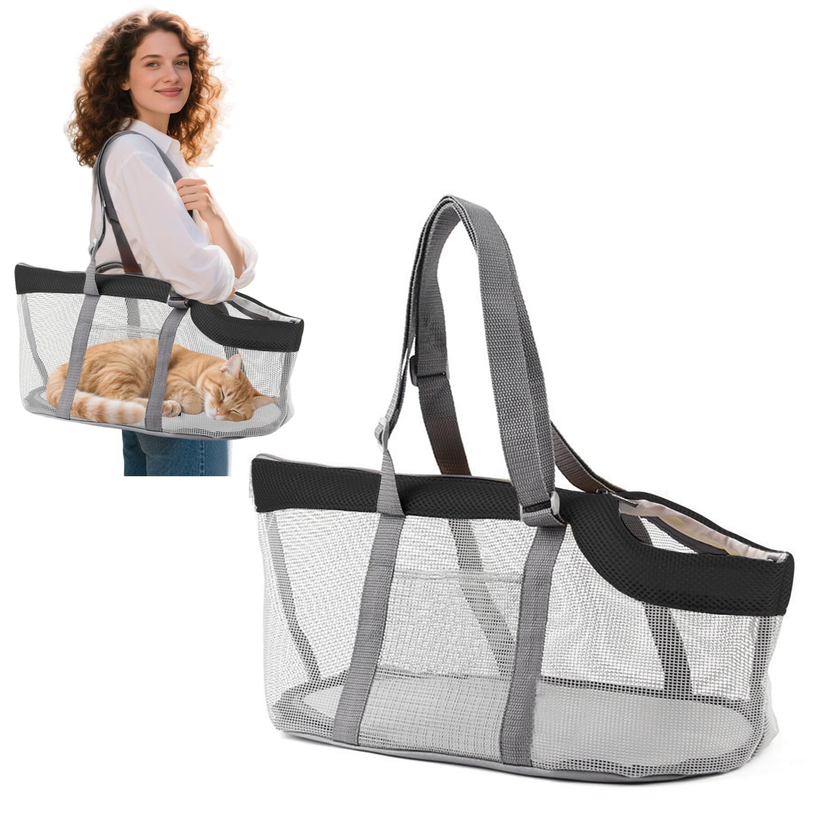 PETCUTE Sac Transport Chien,Sac à Main pour Animaux De Compagnie en Maille Respirant,Sac de Voyage pour Chien avec Coussins Amovibles,Confortable Sacoche À Bandoulière Portable pour Petits Chiens