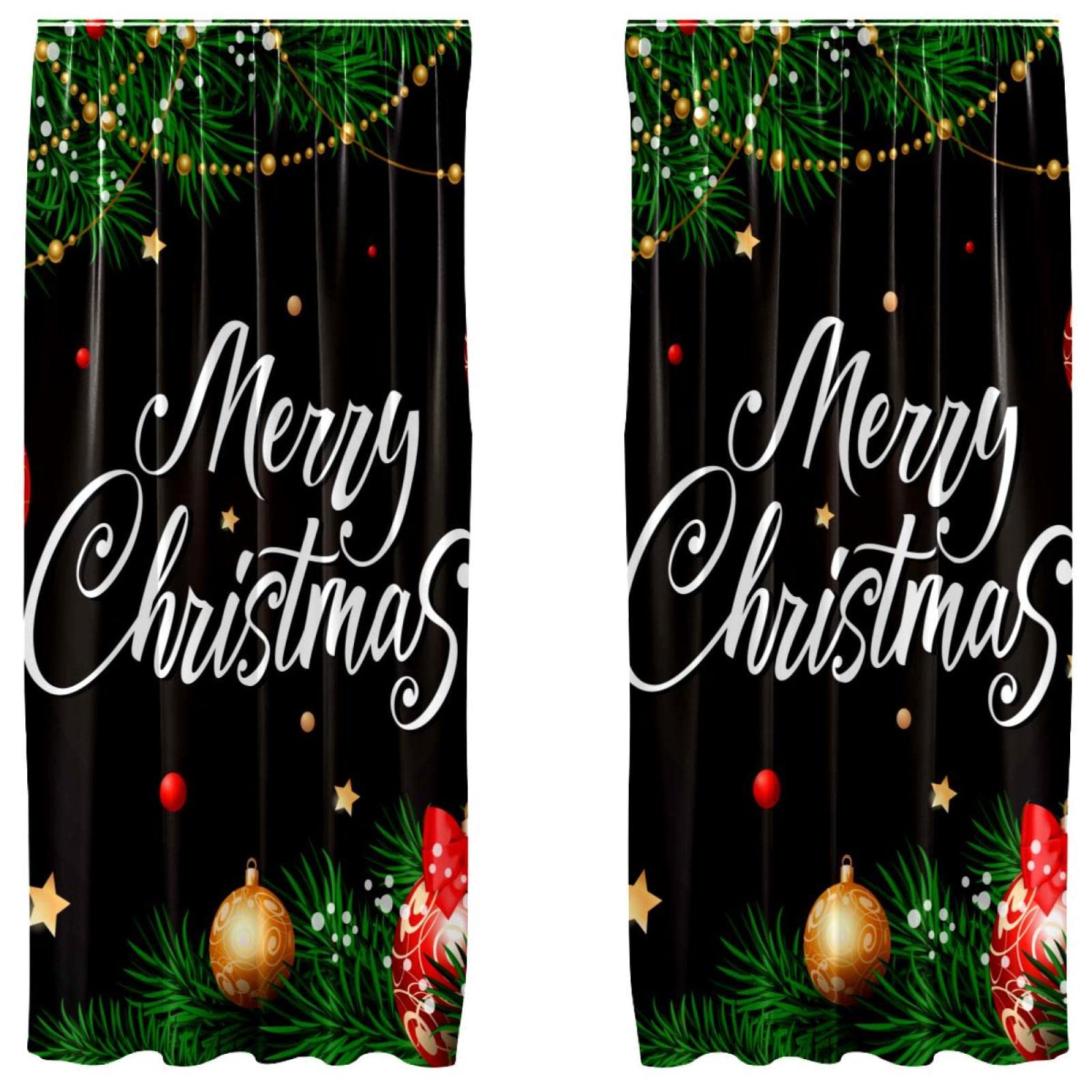 Cortinas de panel Feliz Navidad 55 x 84 pulgadas juego de 2 paneles decorativos ligeros para ventana