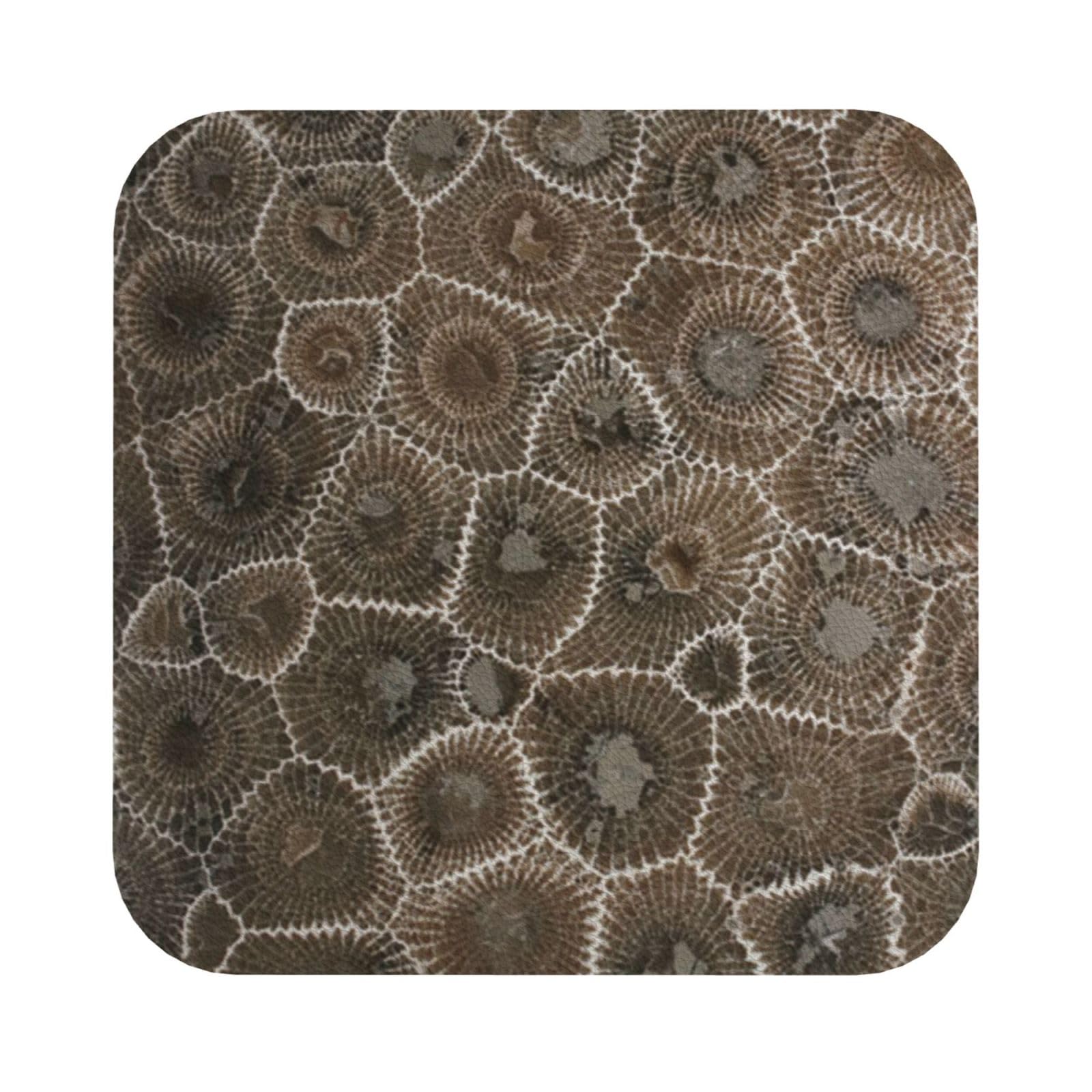 Petoskey Stone PU Leather Coasters Set of 6 Square Drink Coasters
