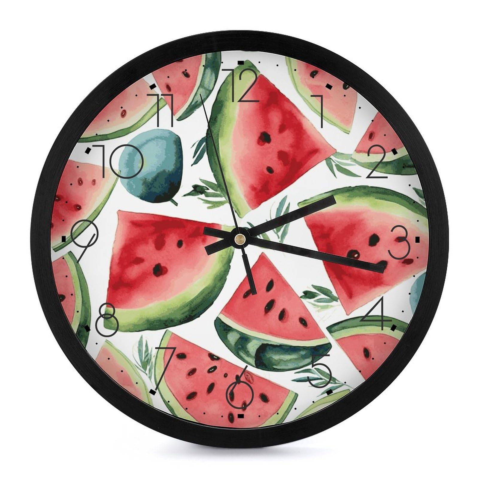 Horloge murale moderne pastèque de 25,4 cm ronde et silencieuse à pile pour cuisine