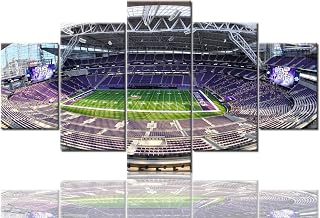 TUMOVO Native American Decor Pictures US Bank Stadium Paintings 5 Panel Canvas Wall Art Modern Artwork Home Decorations for Living Room Framed Gallery-Wrapped Ready to Hang(60''Wx32''H)