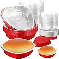 Vista 9 de Meanplan Paquete de 30 moldes de aluminio en forma de corazón de 9 onzas, 3.4 y 1.86 onzas, molde de aluminio desechable para pasteles de San