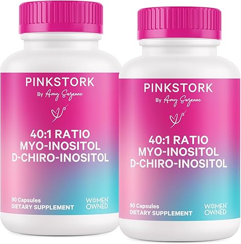 Pink Stork Suplemento de mio-inositol y D-Chiro inositol - Balance hormonal para mujeres - Apoyo ovárico - Proporción 401 - Suplementos de