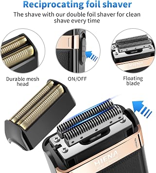 HIENA PRO Cordless Hair Clippers for Men, Barber Kit | Beard Trimmer & Elecatric Shaver & Nose Hair Trimmer Set, Rechargeable Barber Clipper