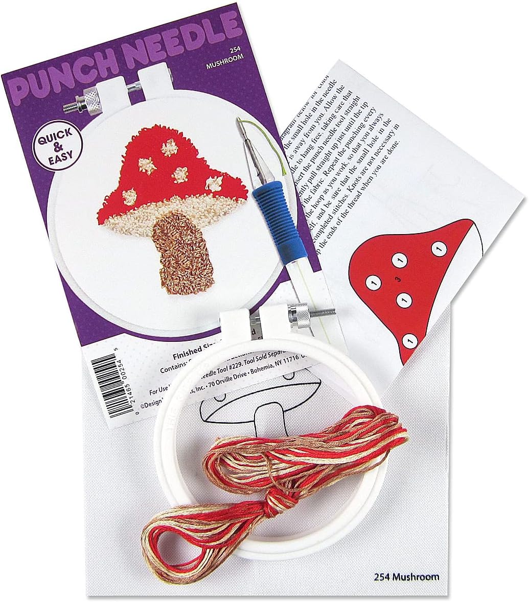 Design Works Crafts Mushroom Punch Needle Kit, 3.5