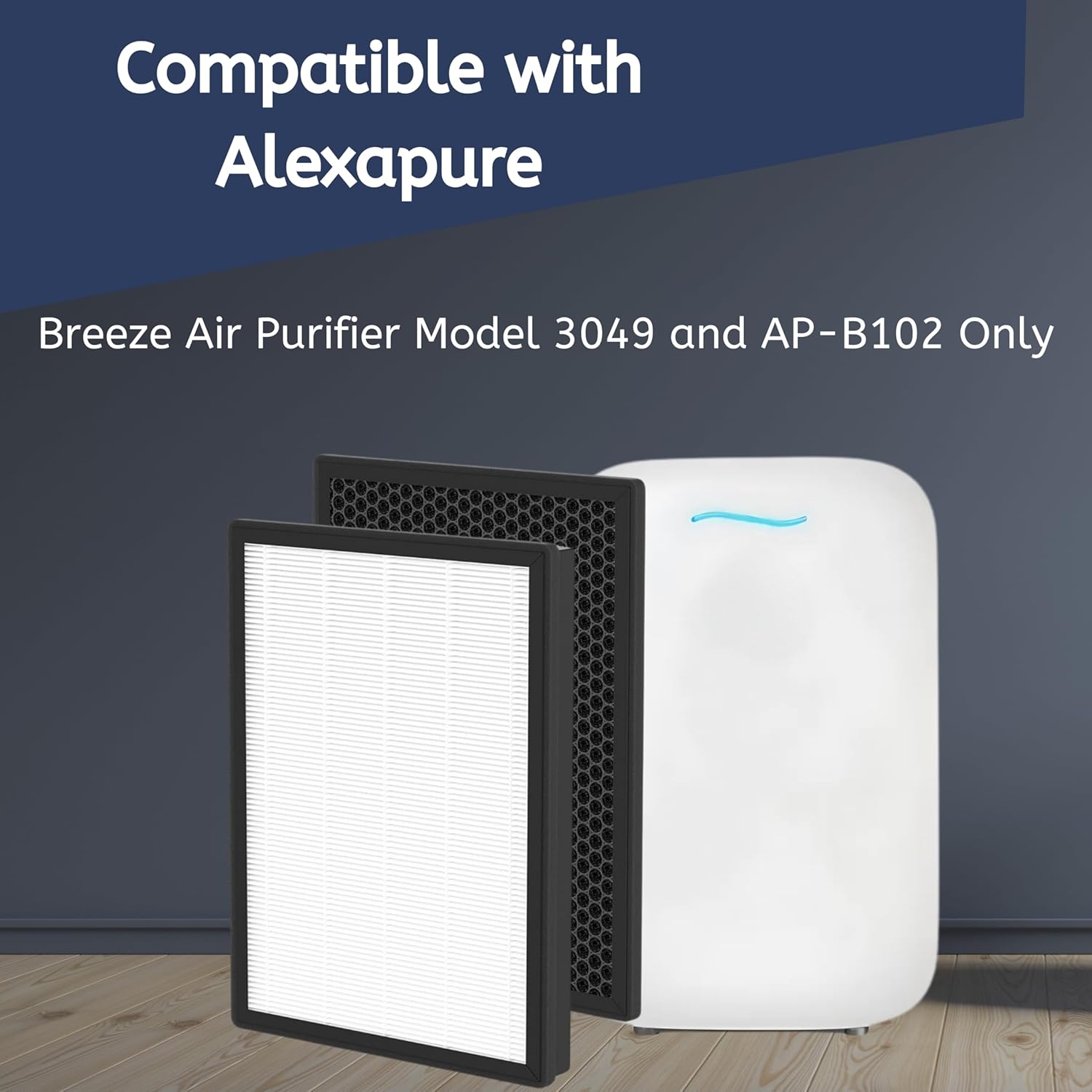 Nispira AP-B102 True HEPA Carbon Replacement Filter Compatible Alexapure Breeze Air Purifier 3049, 2 Packs - Image 4
