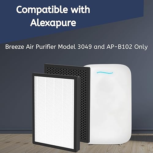 Miniatura 4 de Nispira AP-B102 True HEPA Filtro de repuesto de carbono compatible con Alexapure Breeze Air Purificador 3049, 2 paquetes