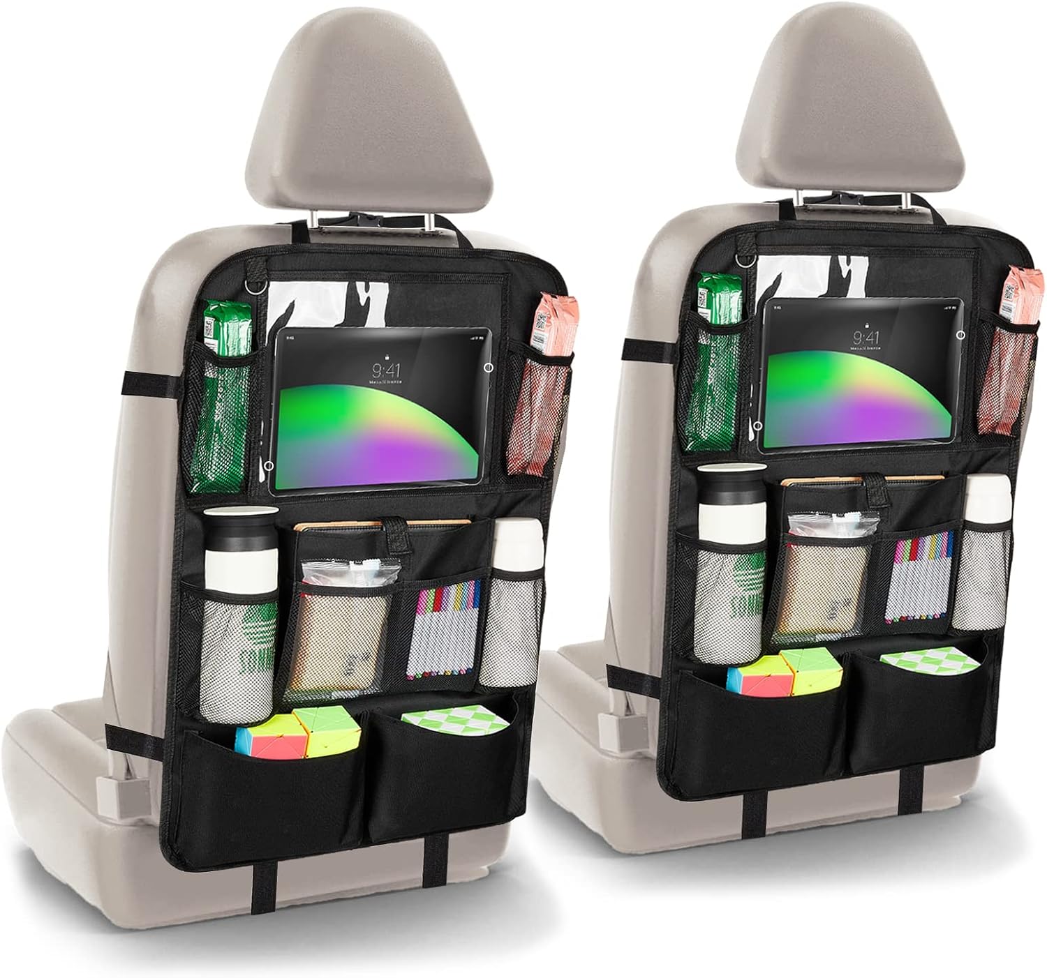 Pystuvo Car Seat Organiser, 2 Pack Car Organiser, Car Organiser Back