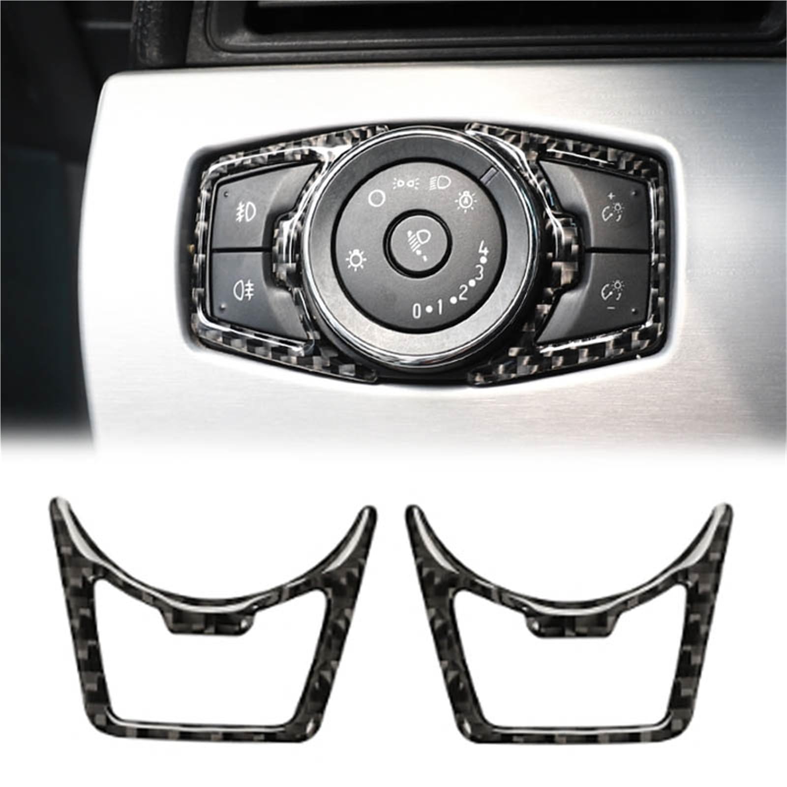 Interior Decoration for Ford for Mustang GT 2015-2020 Carbon Fiber Interior Car Headlight Switch Cover Trim Stickers Decoration Frame Accessories