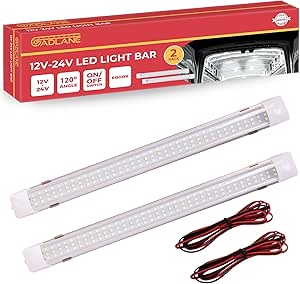 Obeaming 12V LED Interior Light Bar 4.5W Indoor Lighting Strip Light with On/Off Switch for Car Van Truck Truck Camper Boat Caravan Van, CRI 95 470lm (5000K/1 Pcs