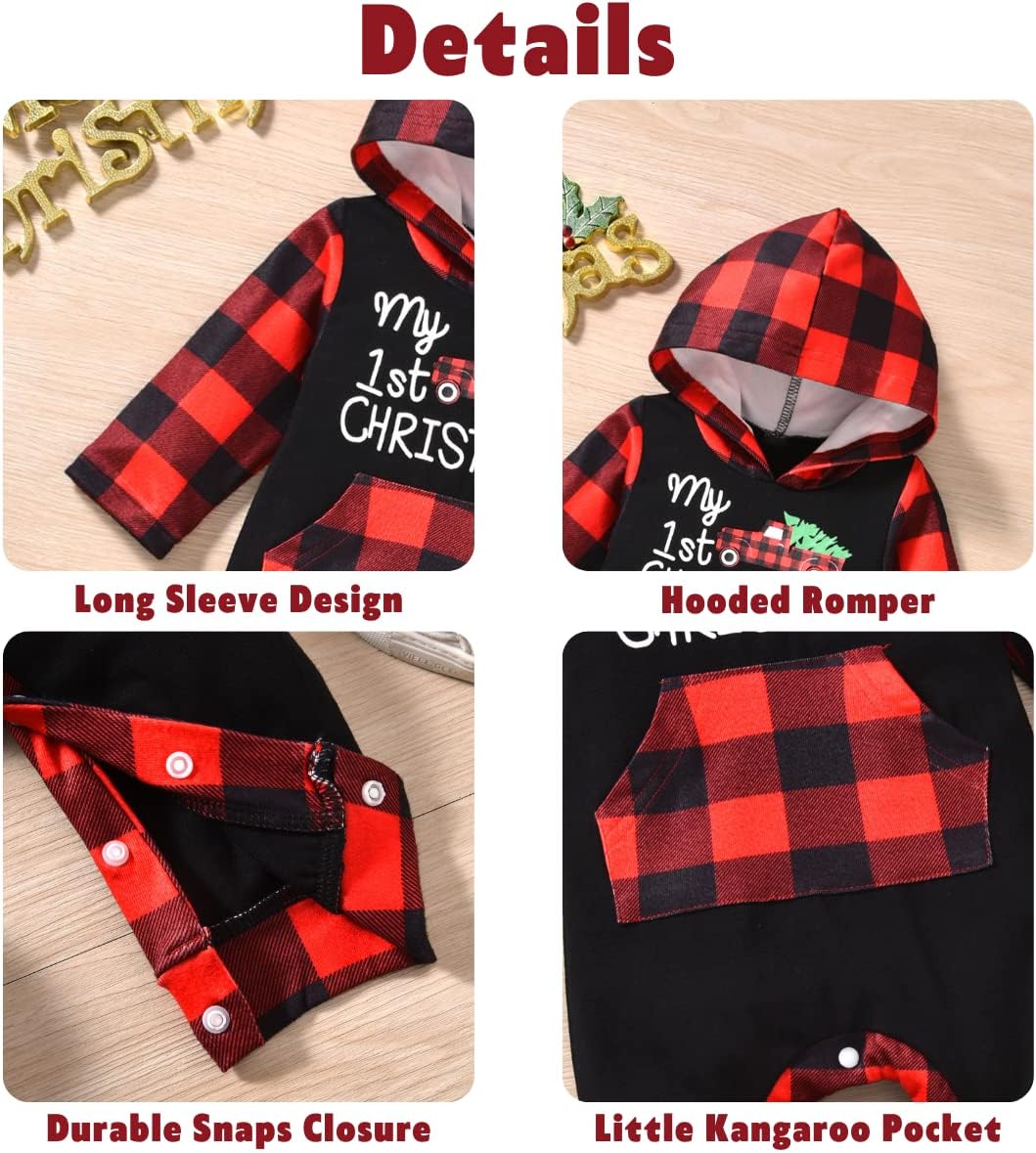 Aalizzwell Newborn Infant Baby Boys Girls Christmas Hooded Romper - Image 3