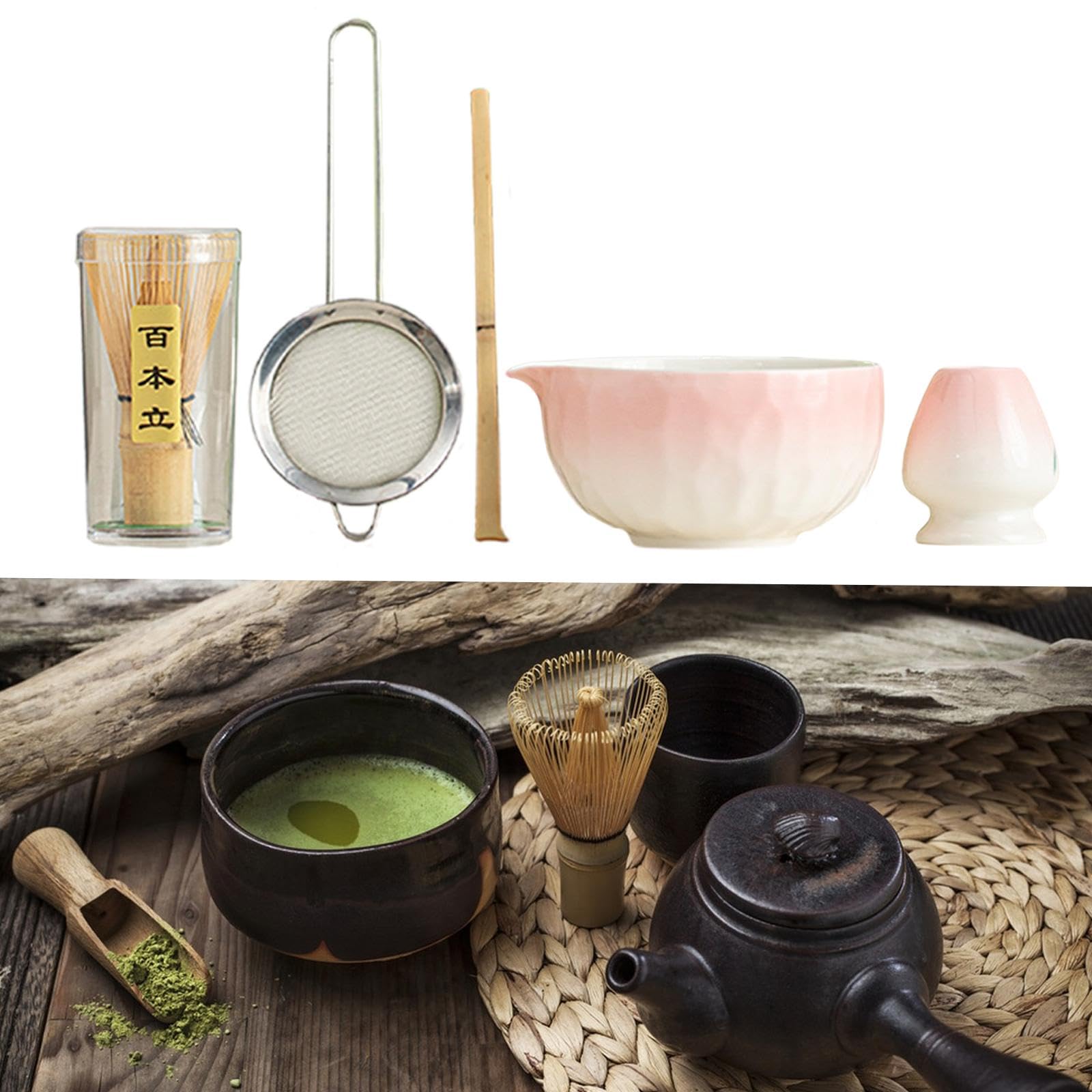 Amazon｜Leefasy 5点 抹茶セット 抹茶碗 注ぎ口付き 手作り 抹茶道具 
