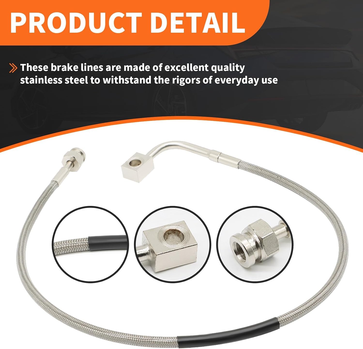 Extended Front Stainless Brake Lines 2-6" Lift Compatible with Wrangler JK 2007-2018 89707