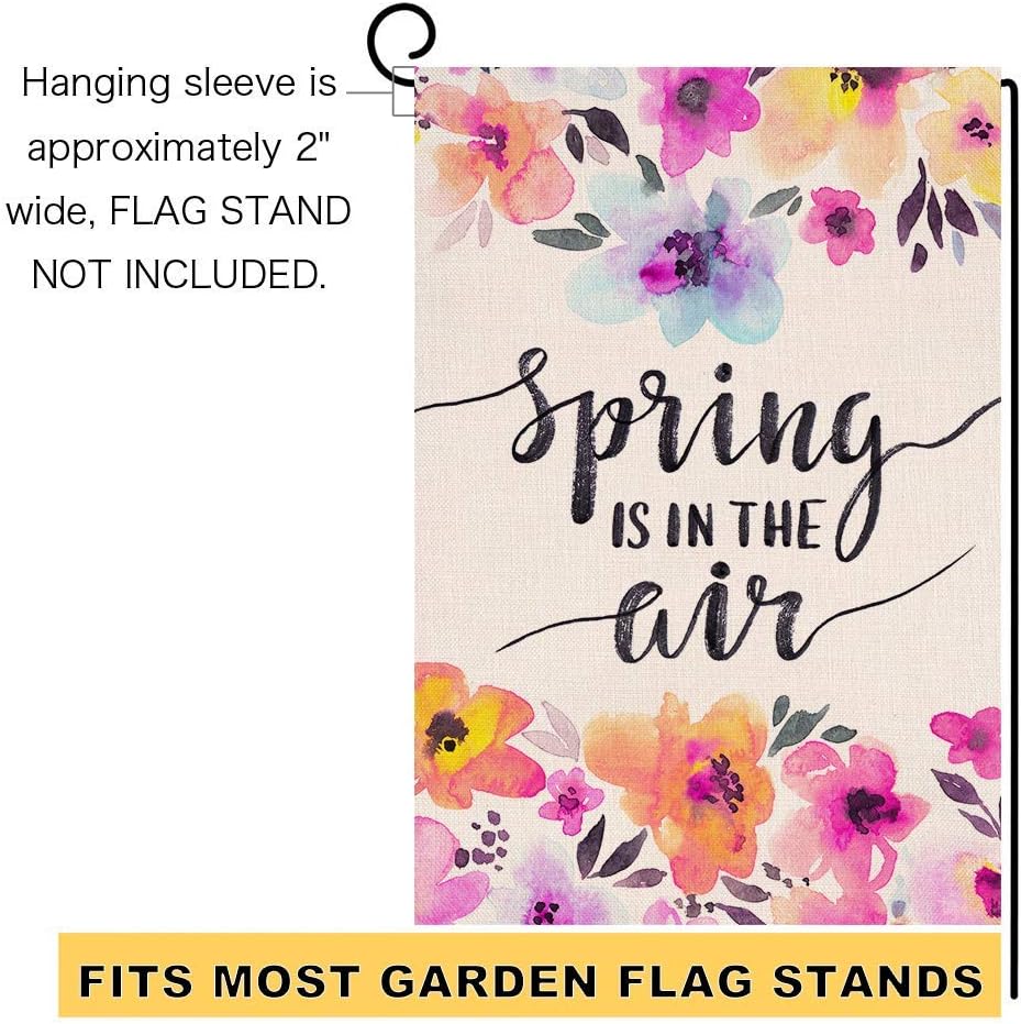 BLKWHT Spring is in The Air Garden Flag Vertical Double Sided 12 x 18 Inch Flower Yard Décor