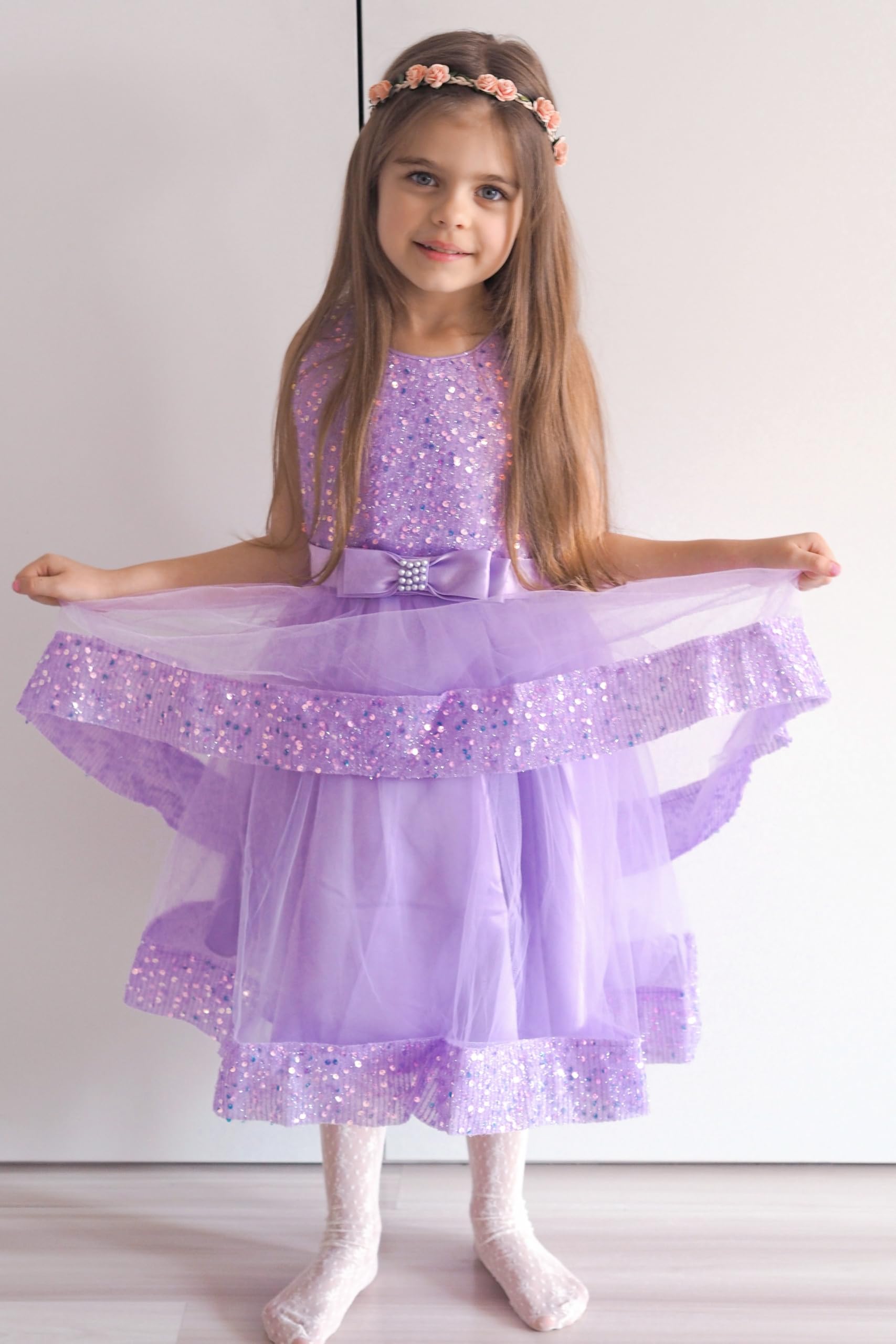 Miipat Vestidos Bebés Niña de Tul con Lentejuelas Sin Mangas Vestido de Princesa de Fiesta para Niñas Pequeñas Formal de Niñas para Cumpleaños Bodas Ropa