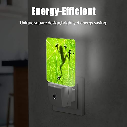 Miniatura 5 de Jopowide Luz nocturna de rana, luces nocturnas de hojas verdes enchufables en la decoración de pared para dormitorio, baño, pasillo, cocina, luces