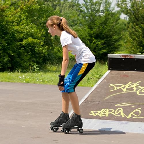 Miniatura 4 de Patines clásicos para mujer, patines de cuatro ruedas, patines brillantes para adultos, jóvenes, niños y niñas, al aire libre con bolsa de zapatos