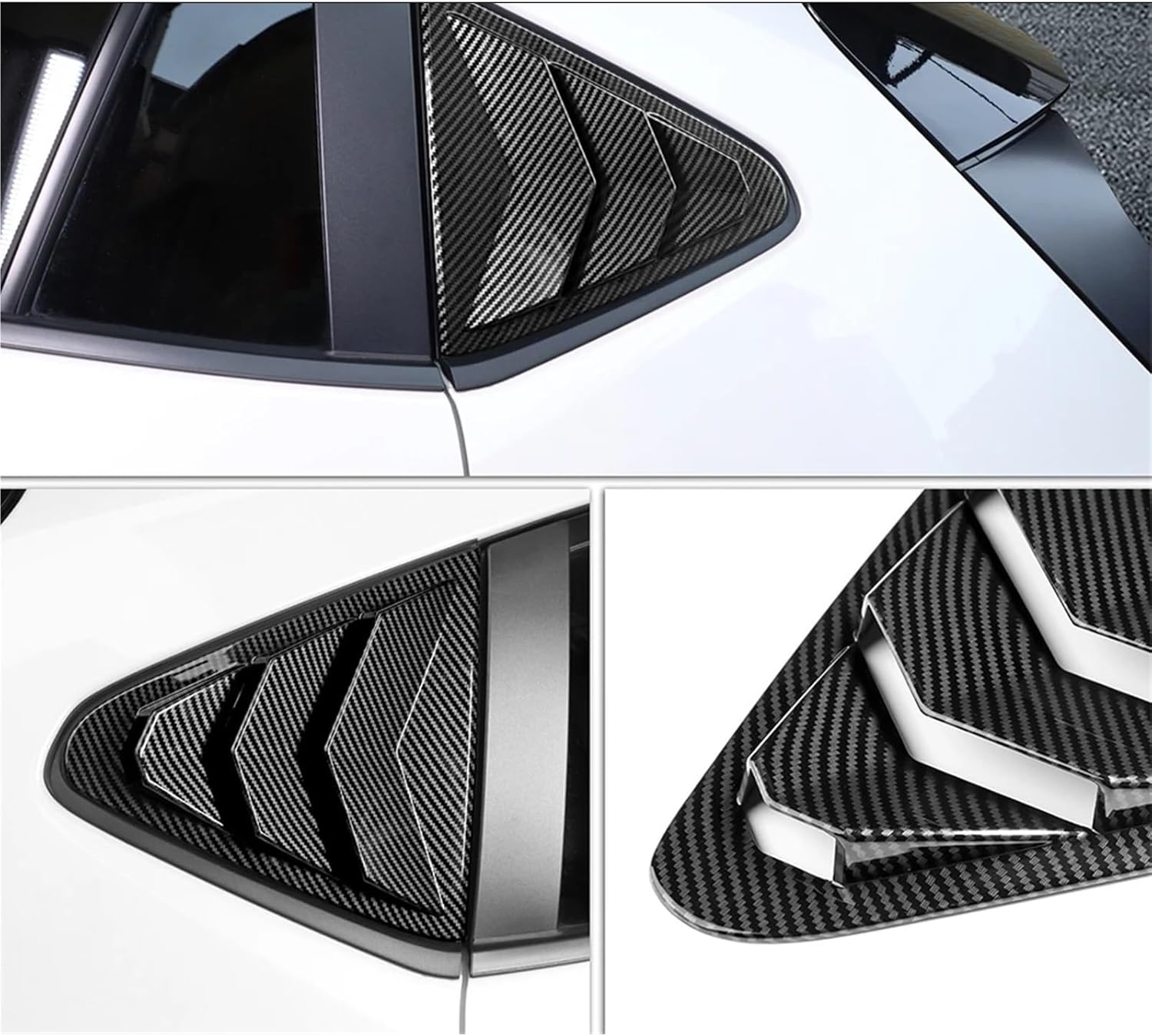 1 Pair ABS Car Rear Window Shutter Carbon Fiber Style Interior Trim Accessories Cover Compatible for Subaru/Crosstrek 2023 2024