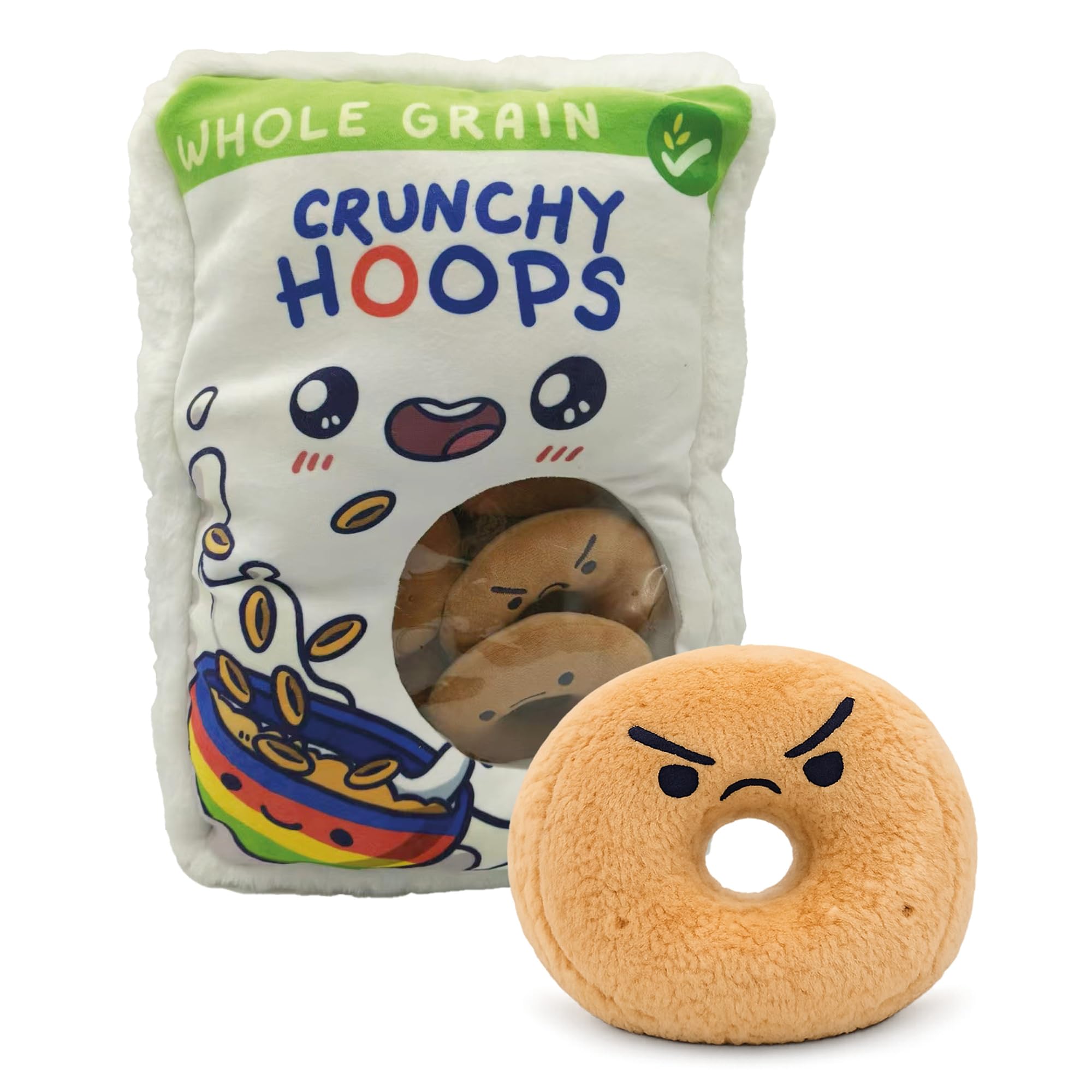 My Kawaii Plush - Cereal Plushies - Soft and Cuddly Scented Decorative Toys for Kids and Adults - Cute and Collectible Plush Toy Pillow with 8 cereal inspired plushy toys inside (Crunchy Hoops)