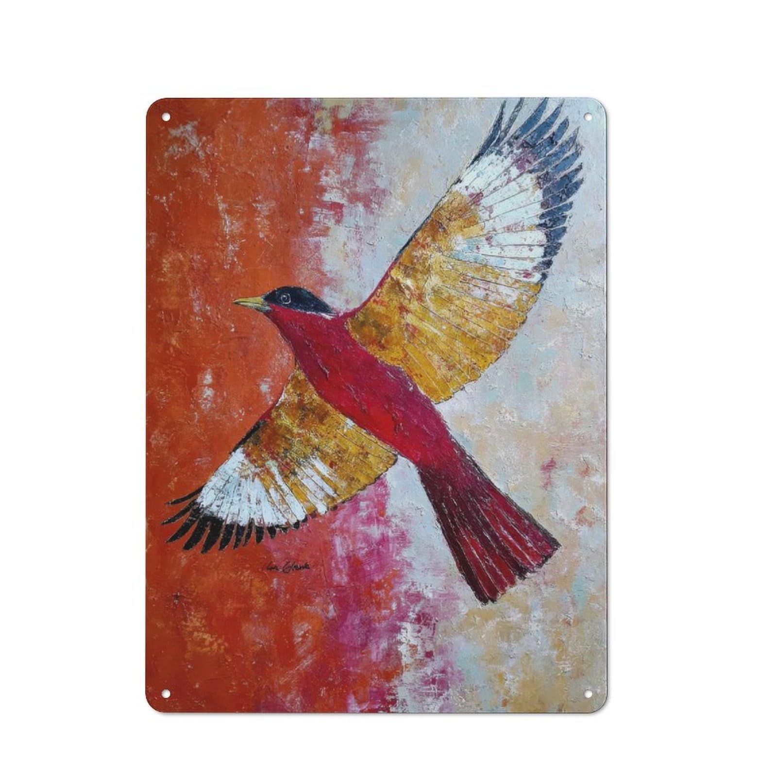 Junmoney Style-15 Abstract Bird Painting In Flight Metal Wall Art Sign 40X30cm, Vintage Old Style Wall Plaque For Living Room, Hallway, Kitchen Or Cafe
