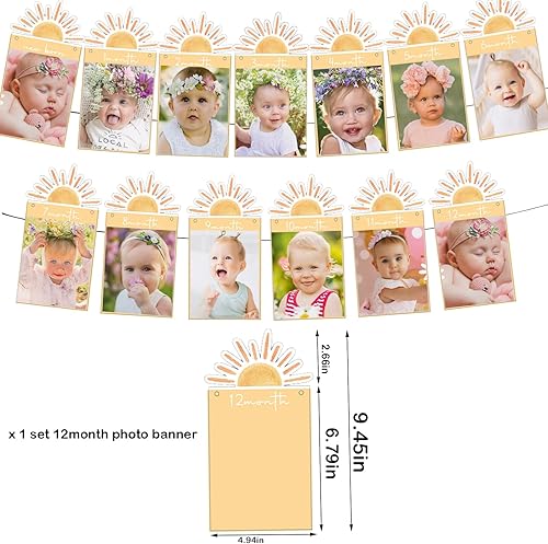 Miniatura 2 de Cartel de fotos de primer viaje alrededor del sol de 12 meses, decoración de primer cumpleaños, suministros de fiesta, decoración de primer