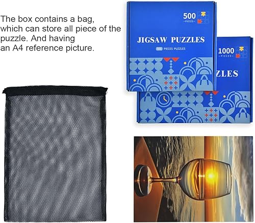 Miniatura 7 de Sunset View Glass Jigsaw Puzzles 500 Pieces for Adults,Learning Educational Puzzles,Difficult and Challenge Families Toys with Mesh Storage Bag