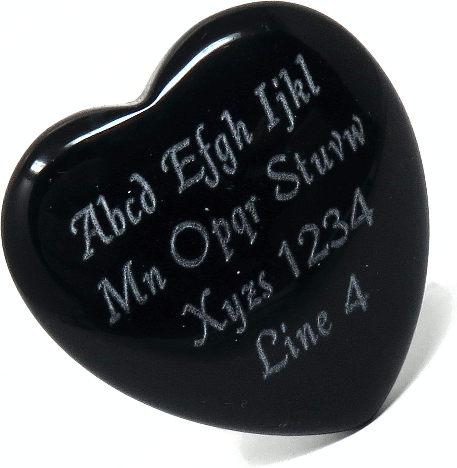 Innovative Surface Art Agate Stone Heart 35mm x 10mm Custom Engraved Personalized - No Holes - Pocket Love Stone - Party Favors - Gifts - Puff (Black)