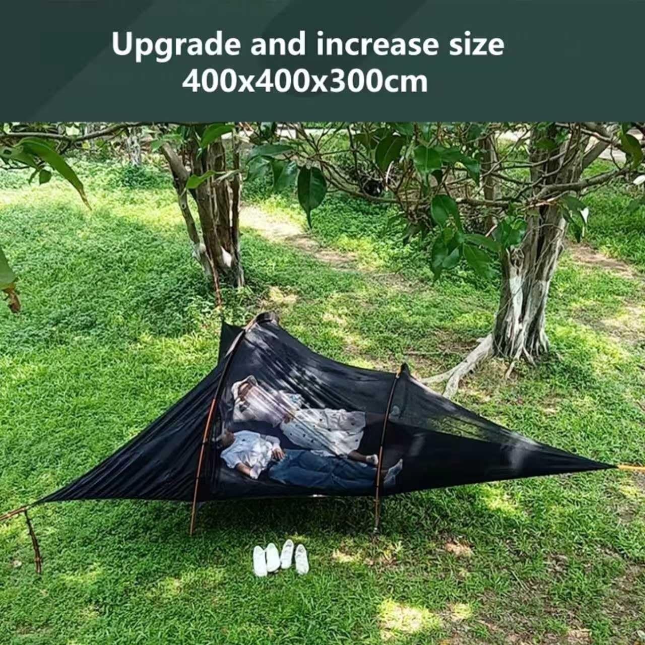 Amaca da campeggio con zanzariera, grande amaca portatile per 1-3 persone, ideale per escursioni, viaggi all'aperto, facile installazione per comfort e protezione