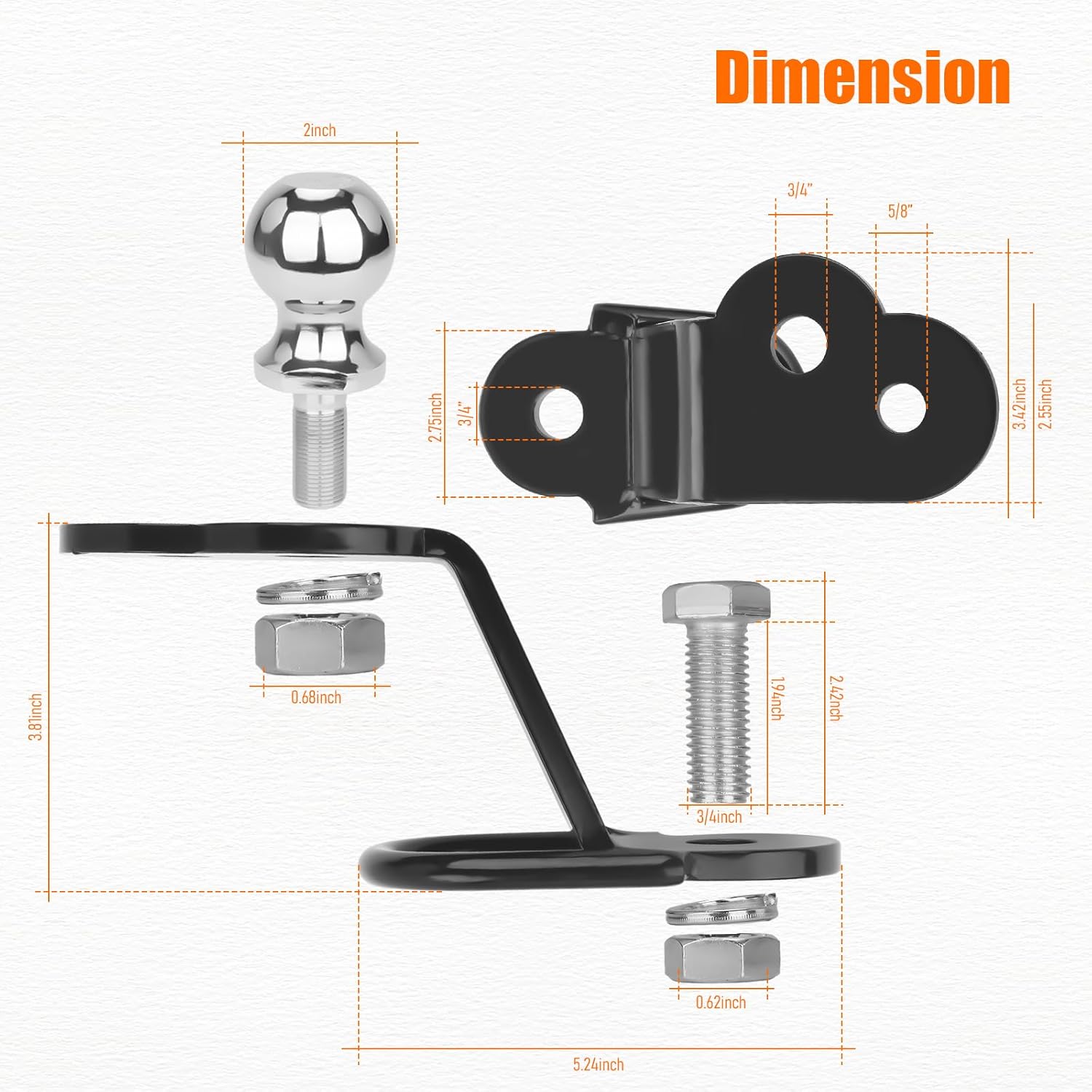 Chelhead UTV ATV 3-Way Hitch Adapter with 2 inch Ball 3500lbs for ATV UTV Trailer Hitch Adapter, 3" Drop/Rise, 3 Mounting Options, (3 Way Hitch Adapter with Ball)