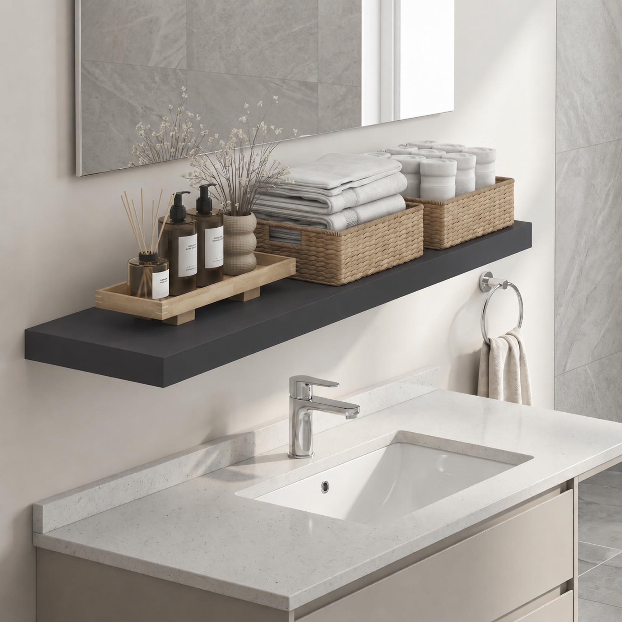 Furinno Americano / 11.8 x 47.2 / Modern Bathroom Shelves