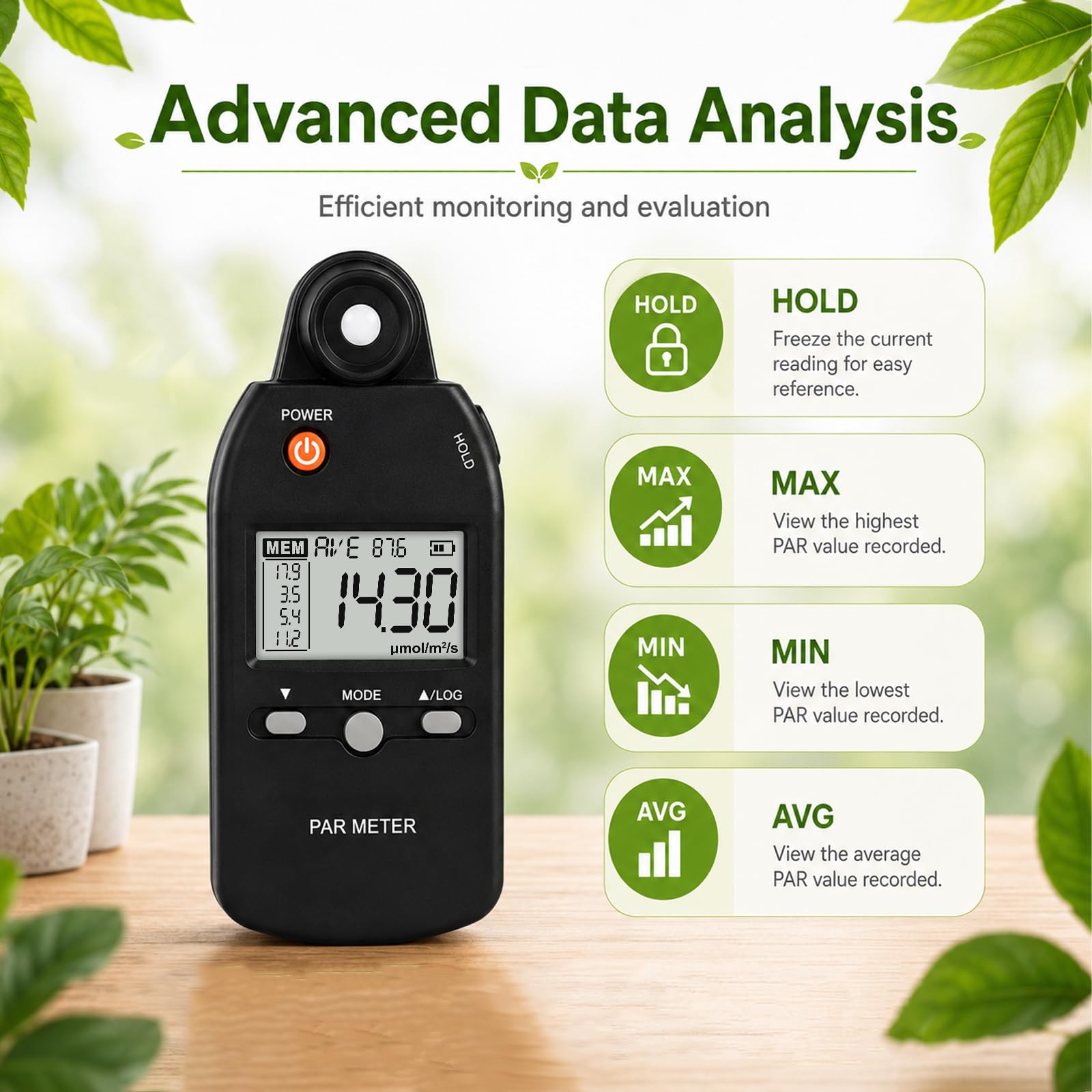 LED Grow Light PAR Meter - Precise Plant Light Measurement -4