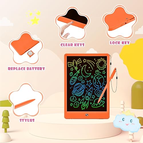 Miniatura 7 de EooCoo Juguetes para edades de 3 a 7 años, tableta de dibujo para niños, tableta de escritura LCD de 10 pulgadas, libros para colorear sin desorden