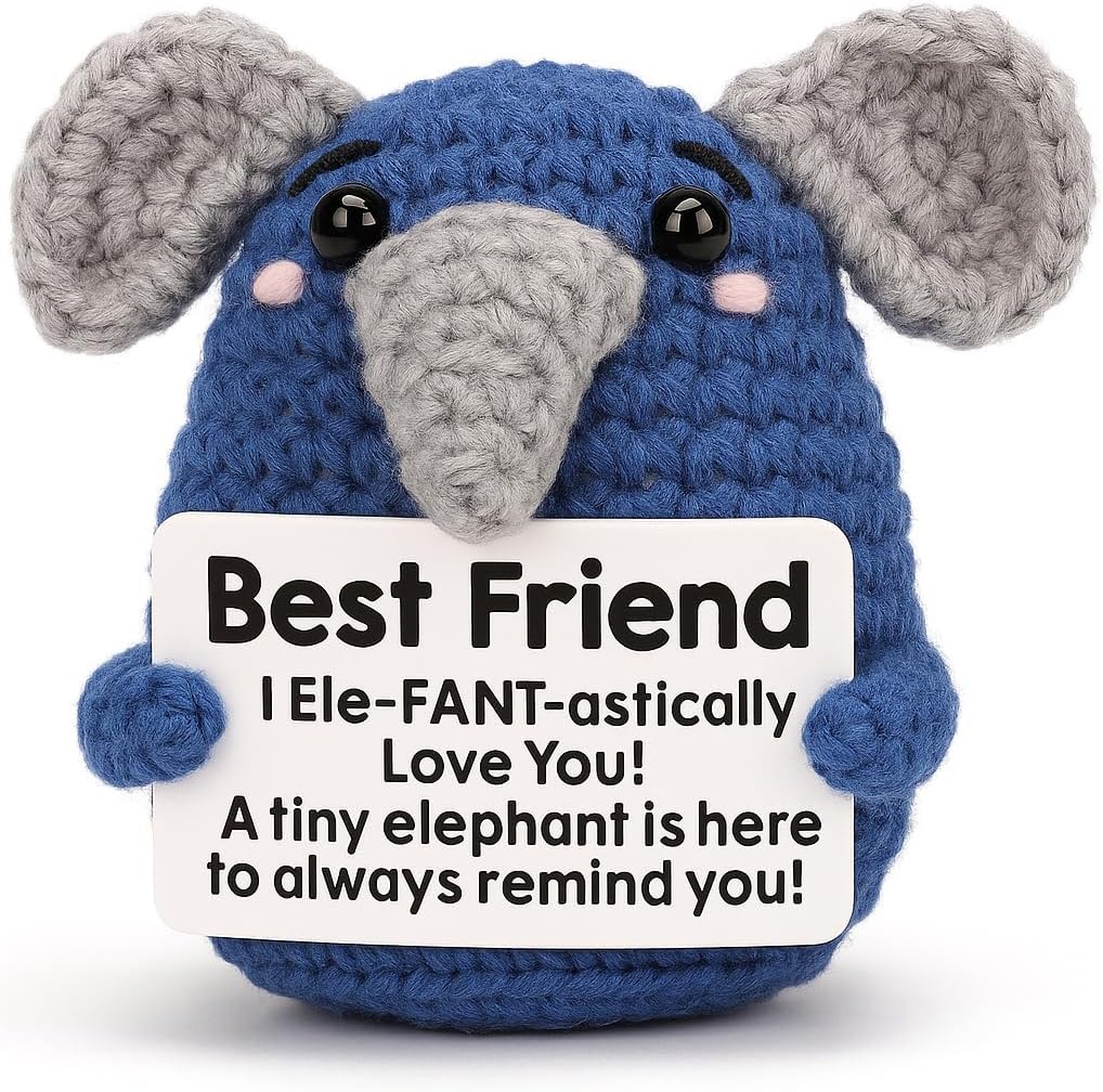 Gifts for Mom from Daughter Son, Handmade Crochet Elephant Doll, Cute Emotional Support Animal Mom Gift, Inspirational Mother Appreciation Gift,Birthday Gifts Idea