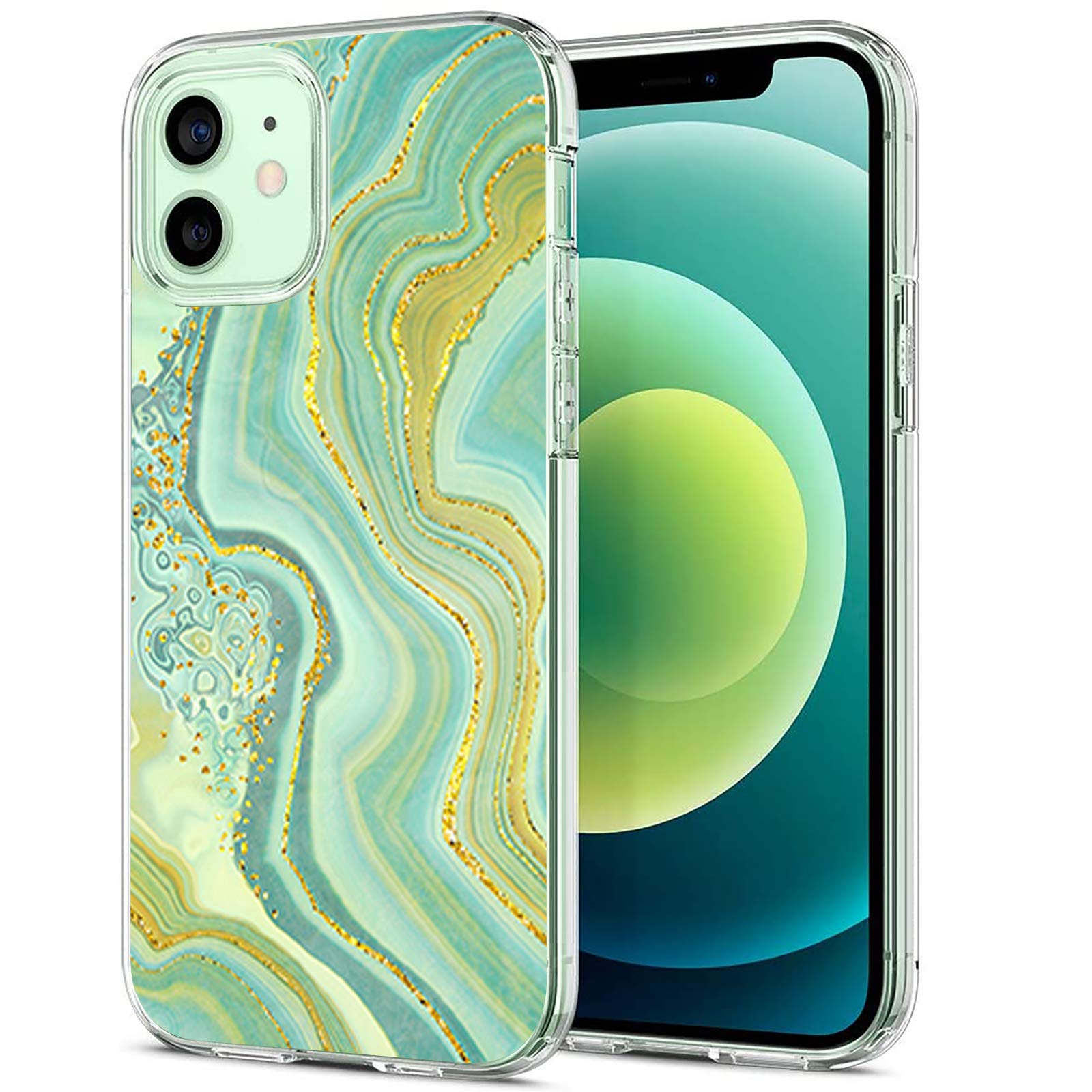 Clear Case for iPhone 12 mini Cases Cute Girly Marble Design for Girls Women, Full Body Protective iPhone 12 mini Case with Soft TPU Shockproof Protective Cover Case for iPhone 12 mini-15