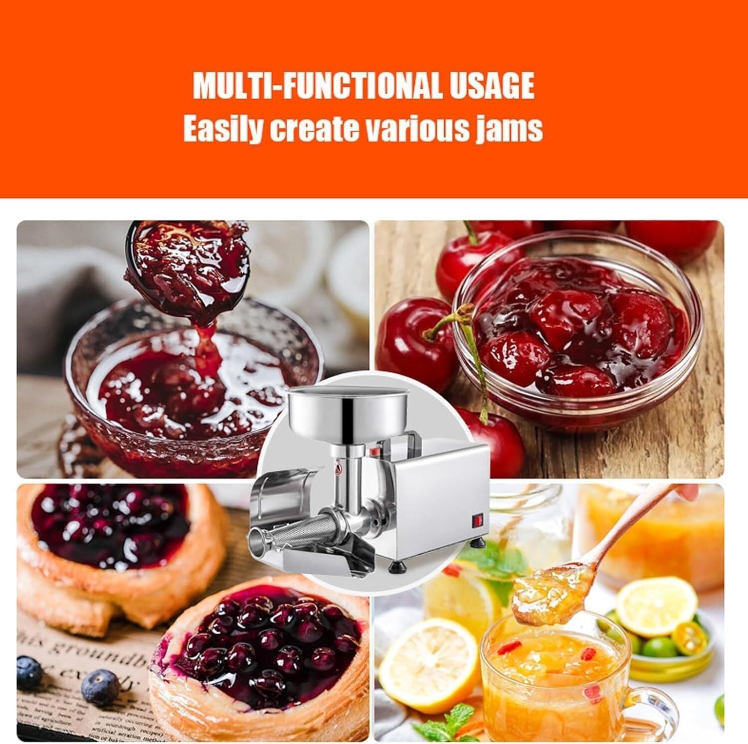 Electric Tomato Press Tomato Puree Machine Commercial Stainless Steel Milling Press and Strainer, Food Strainer and Sauce Machine, Fruit Juicer