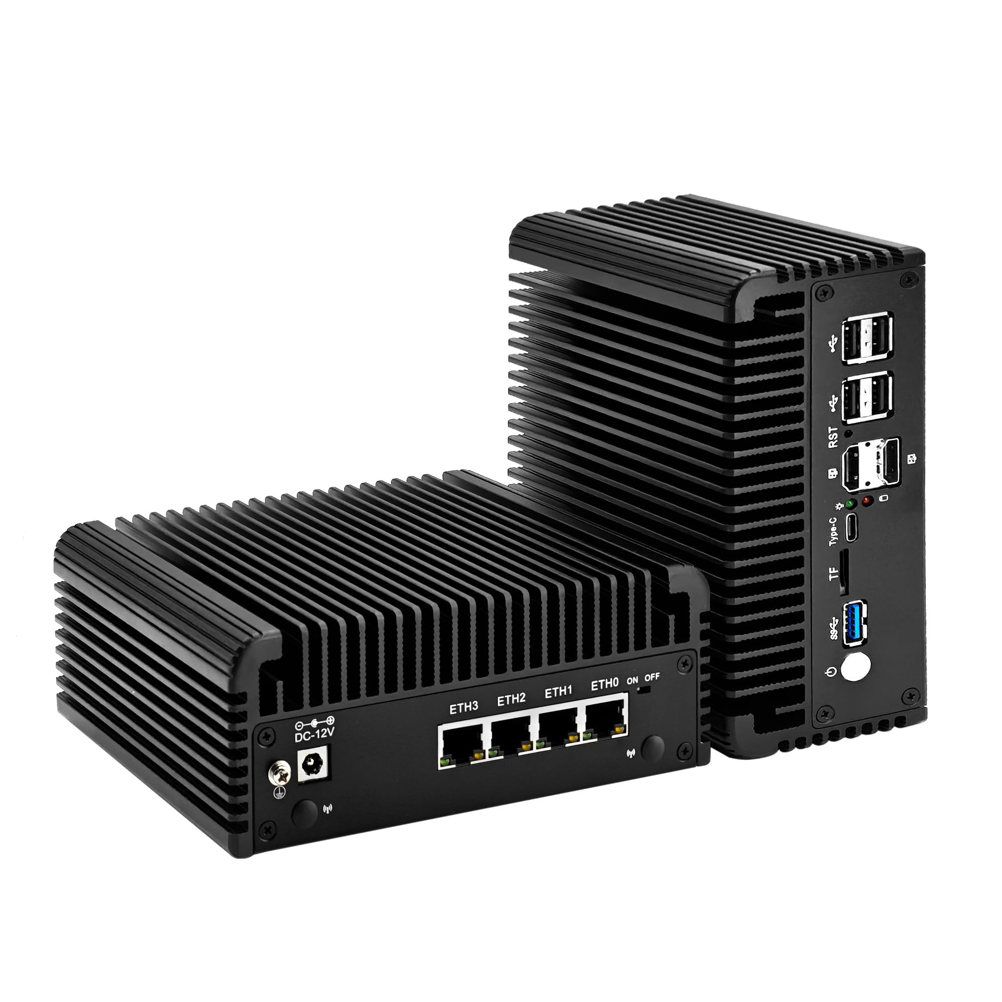 CWWK Mini PC Firewall, 4 x 2.5GbE LAN, Celeron J6413, Fanless Mini Computer, OPNsense Micro Appliance Hardware, 8GB RAM 128GB NVMe SSD, 2 x M.2, USB-C, 2-SATA, TF, AES-NI